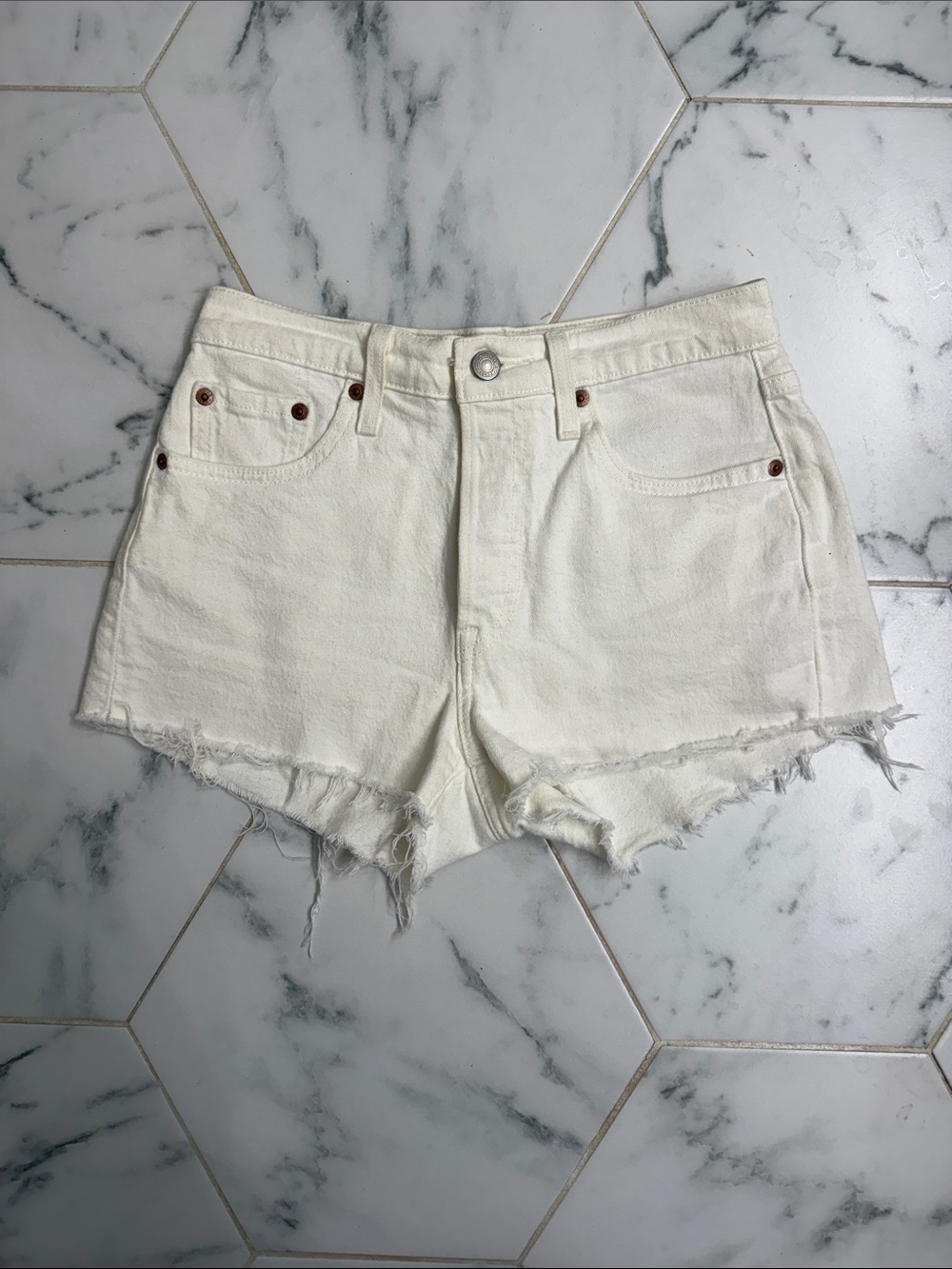 Levi’s 501 Women's White High-Rise Denim Shorts